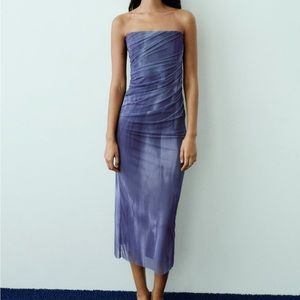 NWT Zara Strapless Tie Dye Print Dress